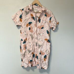 Rachel Zoe 100% Linen floral Pink and Orang Dress